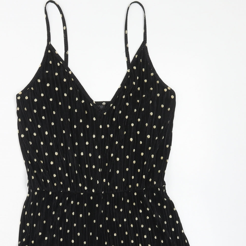 Tophop Womens Black Polka Dot Viscose Playsuit One-Piece Size 6 Pullover - Plisse