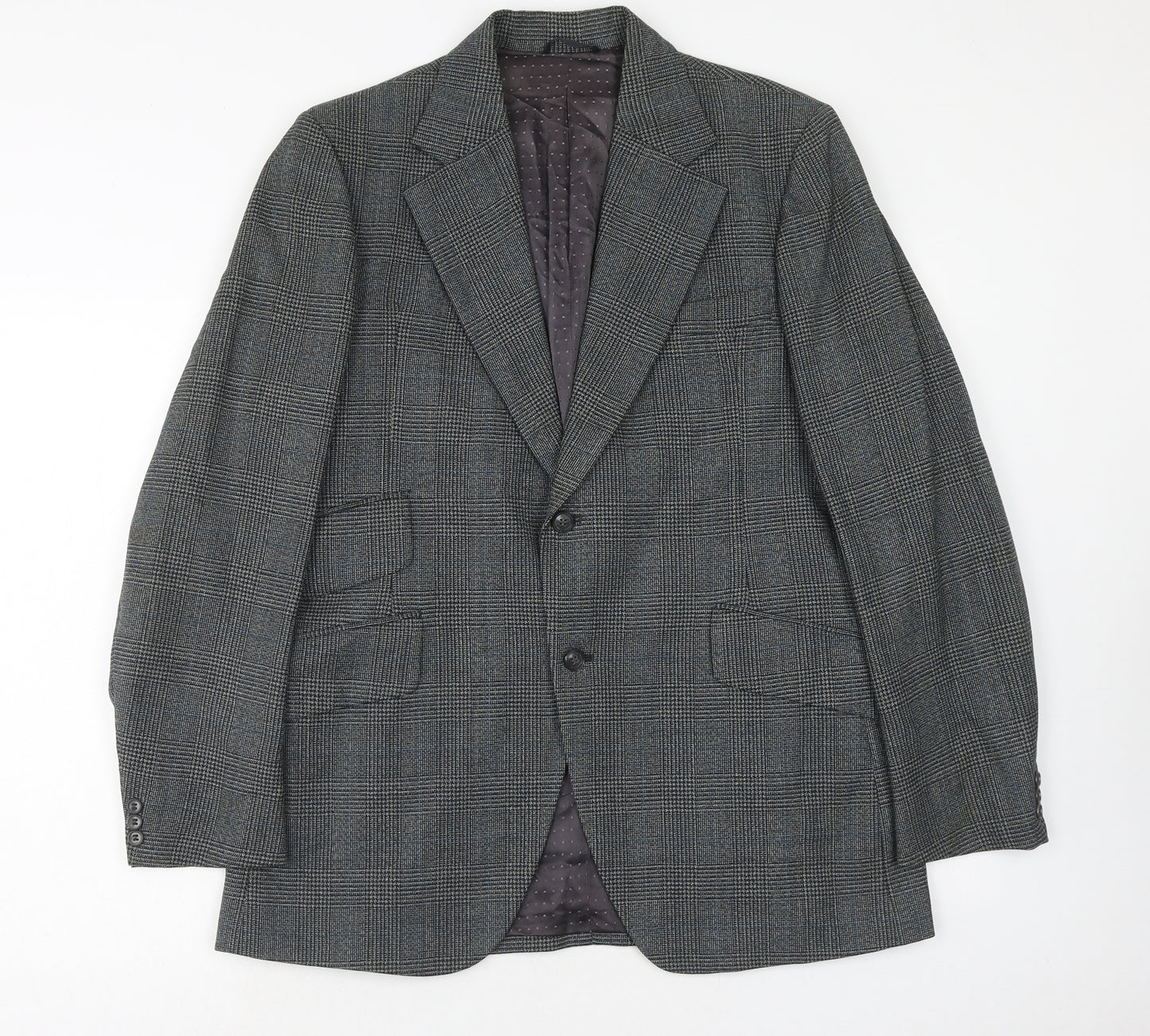 John Collier Mens Grey Plaid Polyester Jacket Suit Jacket Size 38 Regular