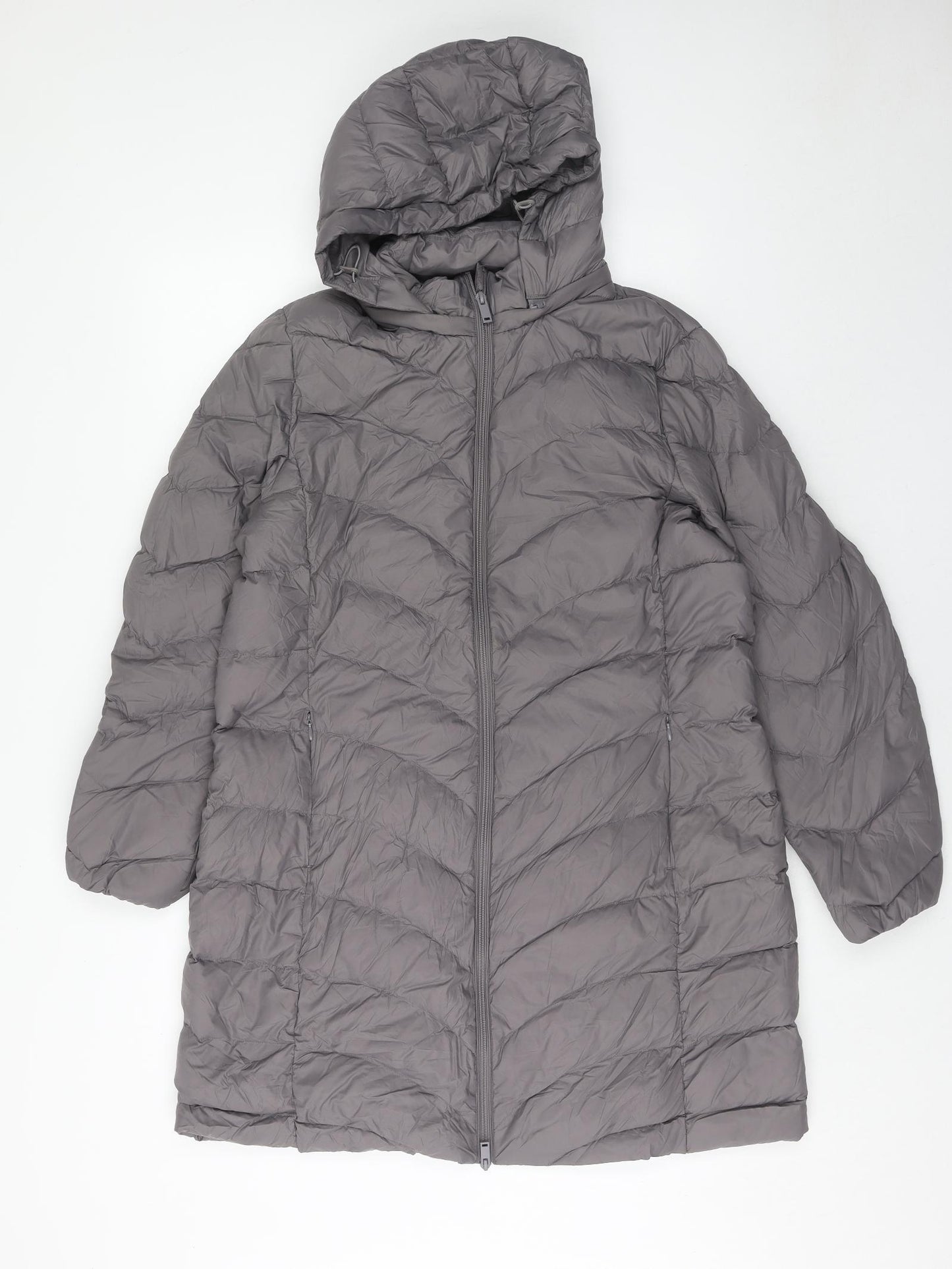 Marks and Spencer Womens Grey Quilted Coat Size 16 Zip