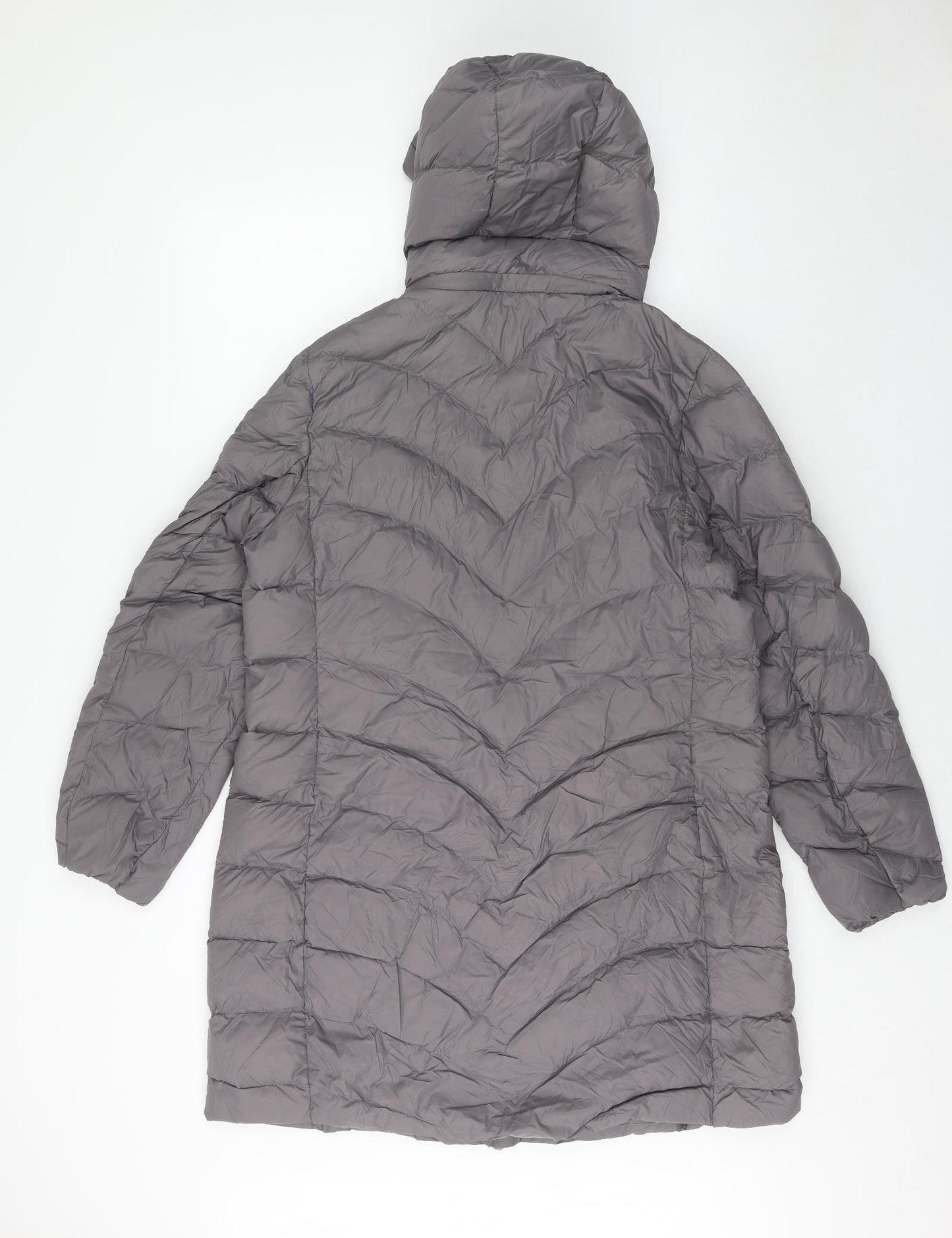Marks and Spencer Womens Grey Quilted Coat Size 16 Zip