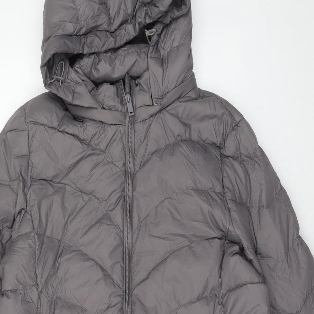 Marks and Spencer Womens Grey Quilted Coat Size 16 Zip