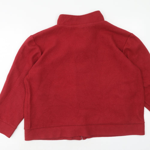 Anne De Lancay Womens Red Jacket Size M Zip - Flower Detail