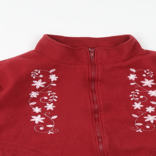 Anne De Lancay Womens Red Jacket Size M Zip - Flower Detail
