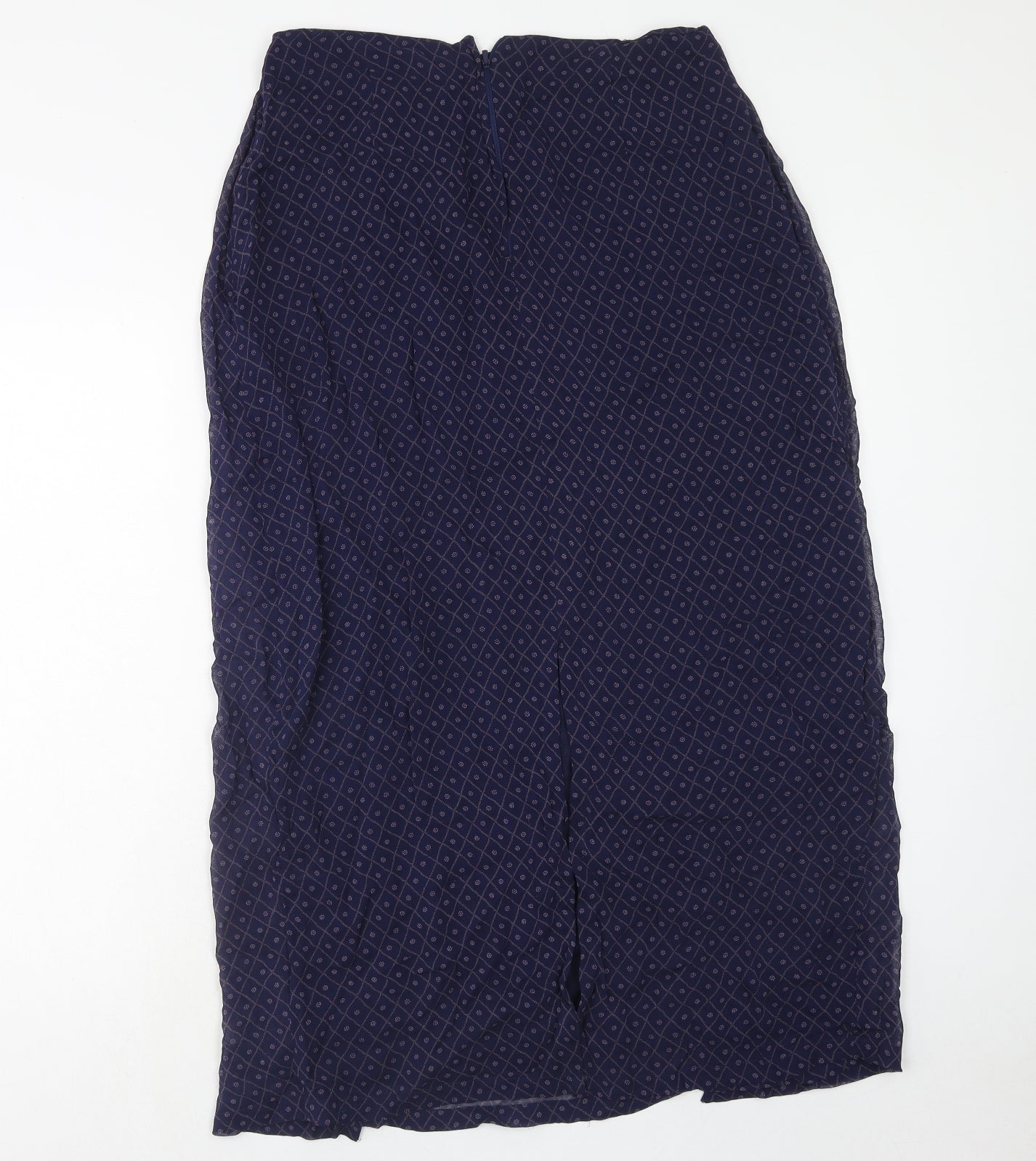 Monsoon Womens Blue Geometric Viscose Peasant Skirt Size 14 Zip