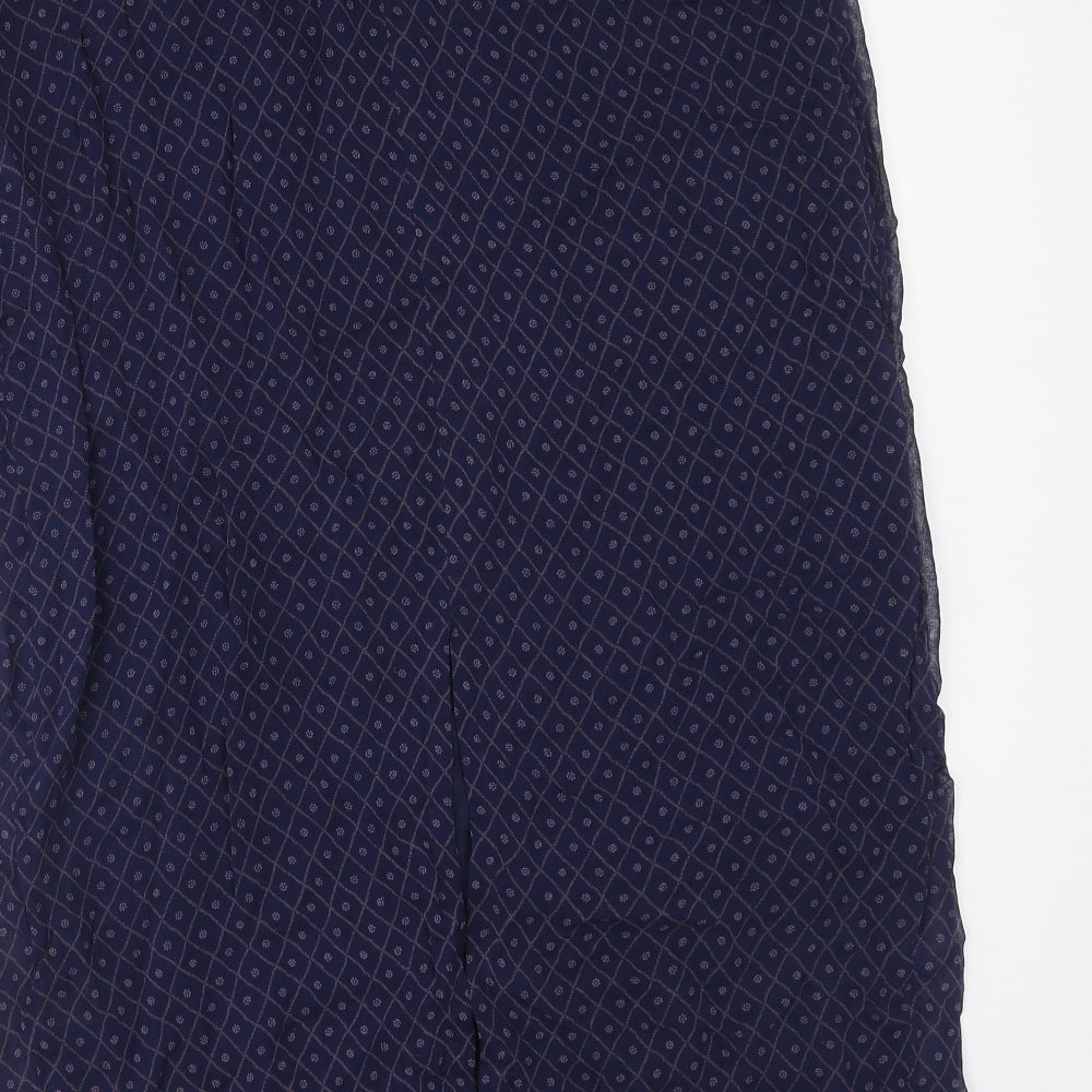 Monsoon Womens Blue Geometric Viscose Peasant Skirt Size 14 Zip
