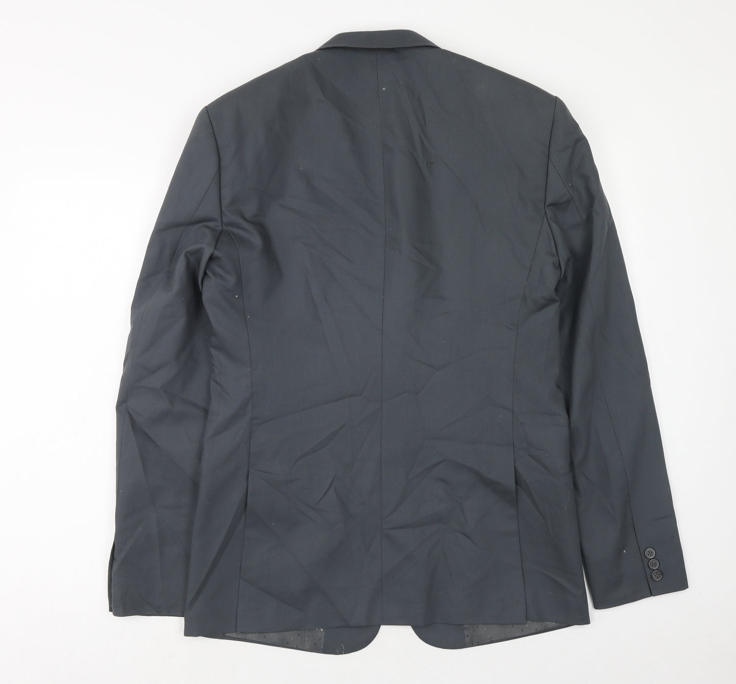 Preworn Mens Grey Polyester Jacket Suit Jacket Size 36 Regular