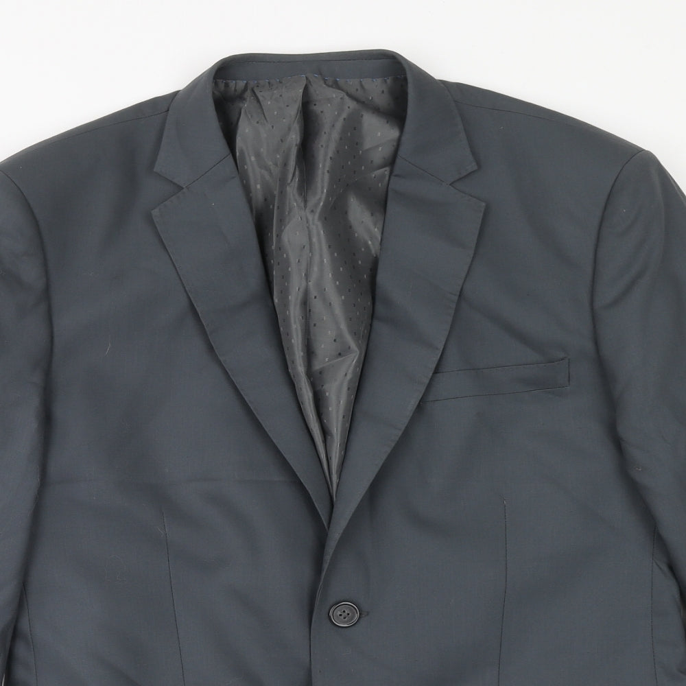 Preworn Mens Grey Polyester Jacket Suit Jacket Size 36 Regular