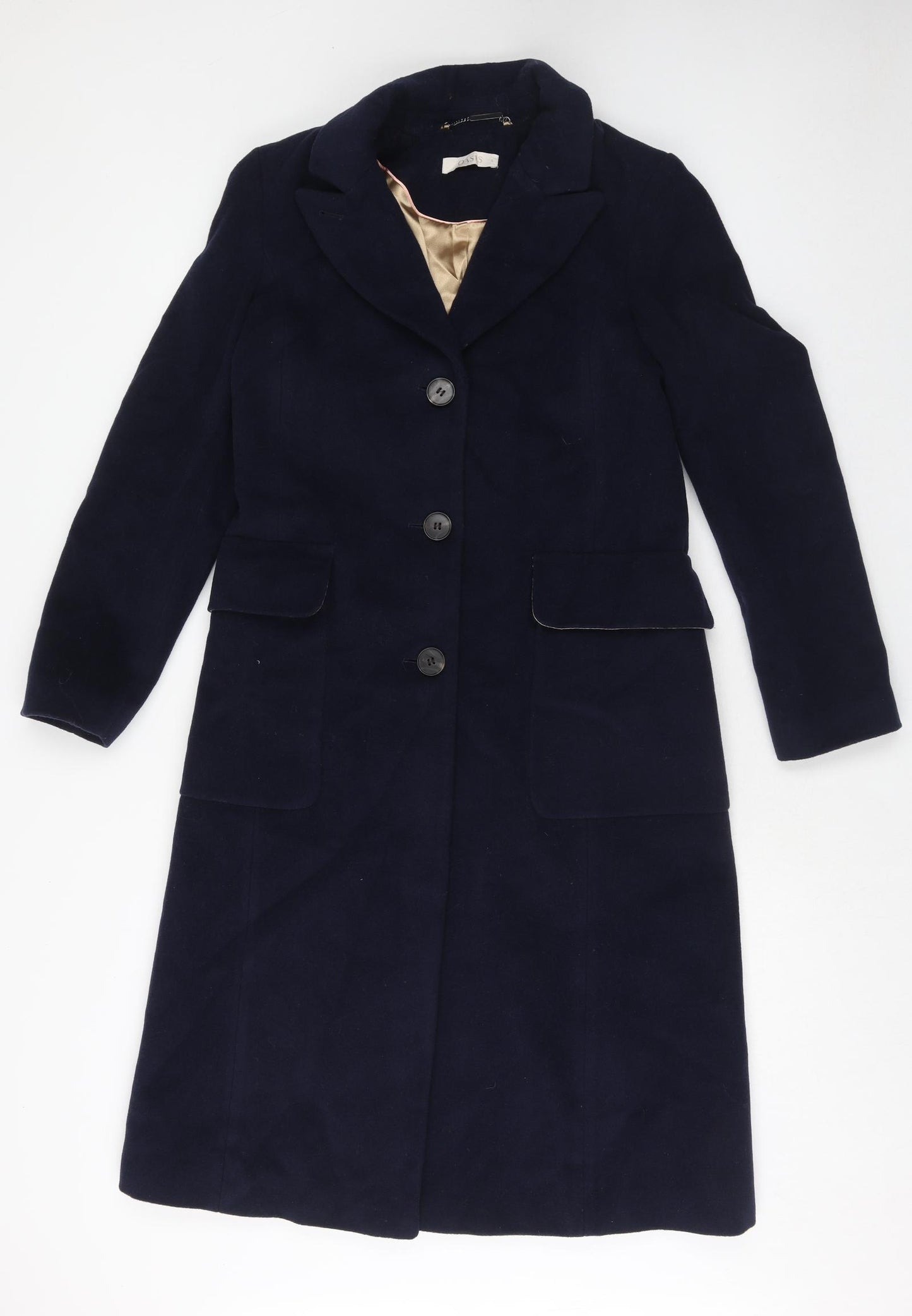 Oasis Womens Blue Overcoat Coat Size S Button