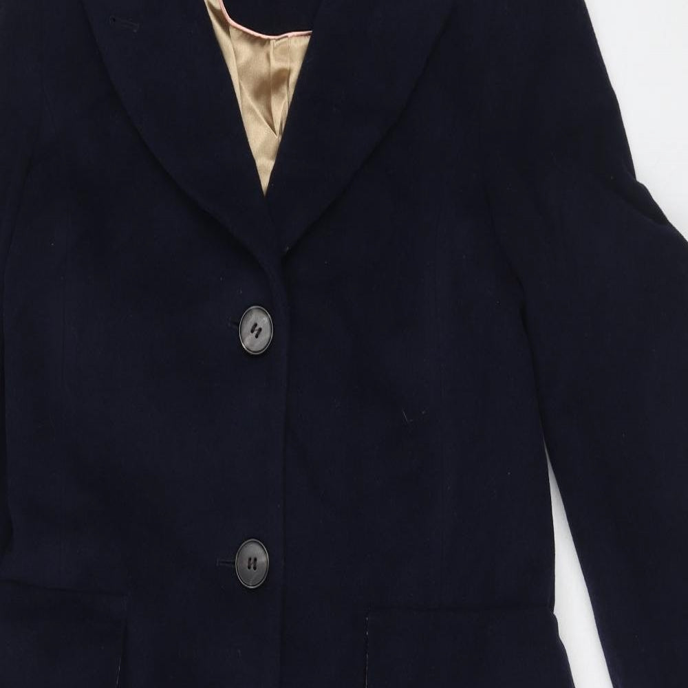 Oasis Womens Blue Overcoat Coat Size S Button