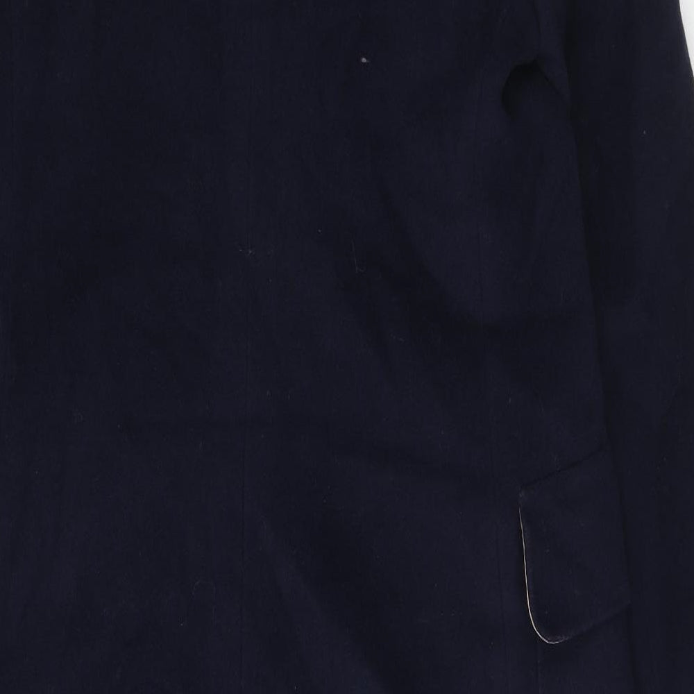 Oasis Womens Blue Overcoat Coat Size S Button