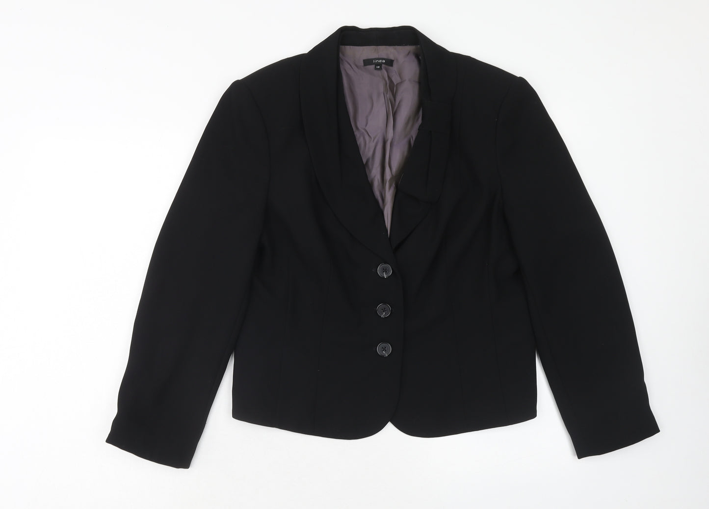 Linea Womens Black Polyester Jacket Blazer Size 16