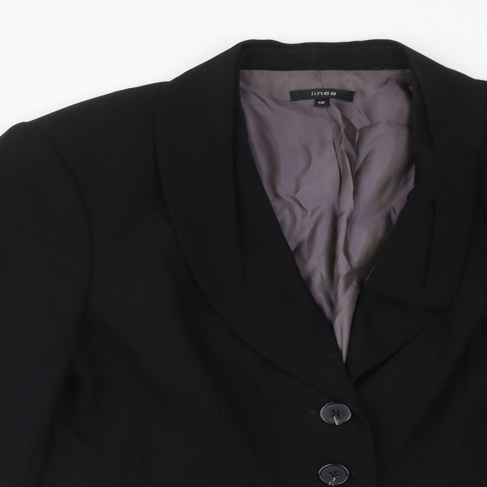 Linea Womens Black Polyester Jacket Blazer Size 16
