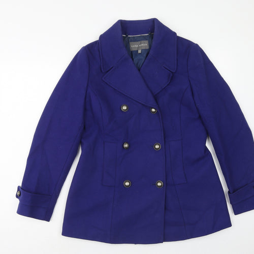 Laura Ashley Womens Purple Overcoat Coat Size 12 Button