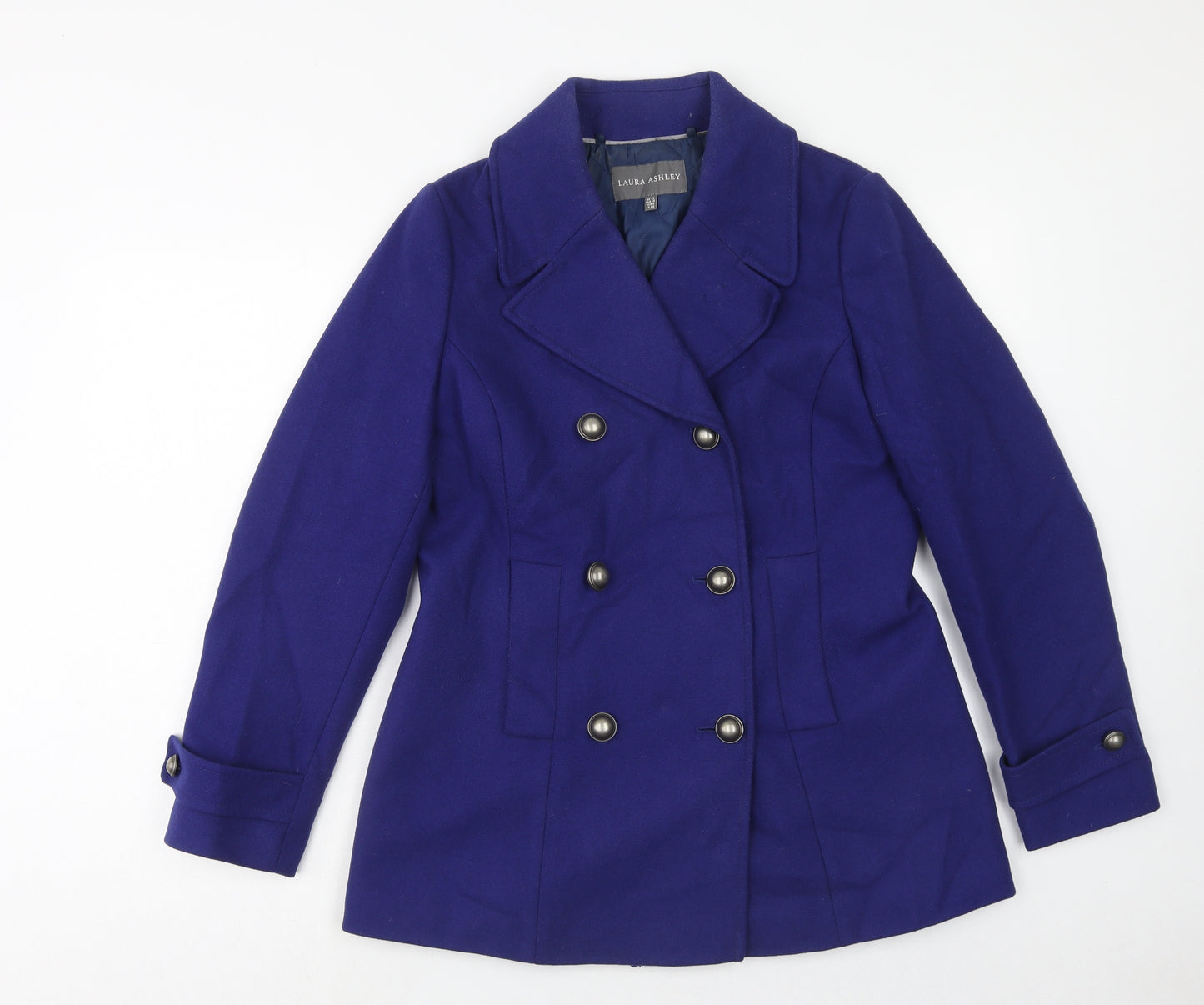 Laura Ashley Womens Purple Overcoat Coat Size 12 Button