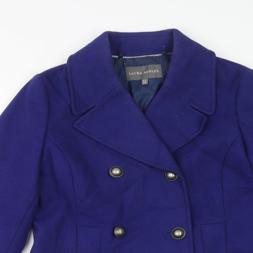 Laura Ashley Womens Purple Overcoat Coat Size 12 Button