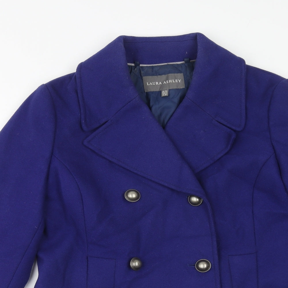 Laura Ashley Womens Purple Overcoat Coat Size 12 Button