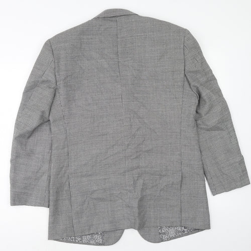 Skopes Mens Blue Geometric Wool Jacket Suit Jacket Size 40 Regular