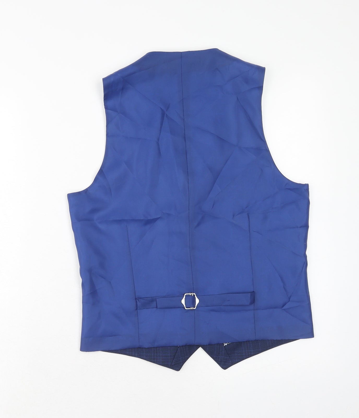 OneSix5ive Mens Blue Plaid Polyester Jacket Suit Waistcoat Size 36 Regular