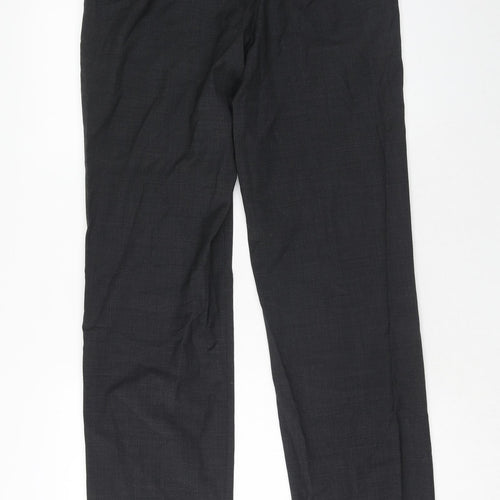 Marks and Spencer Mens Grey Wool Dress Pants Trousers Size 32 in L35 in Regular Hook & Eye