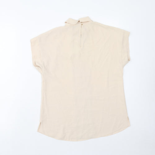 New Look Womens Beige Polyester Basic Blouse Size 8 Roll Neck - Lace Detail
