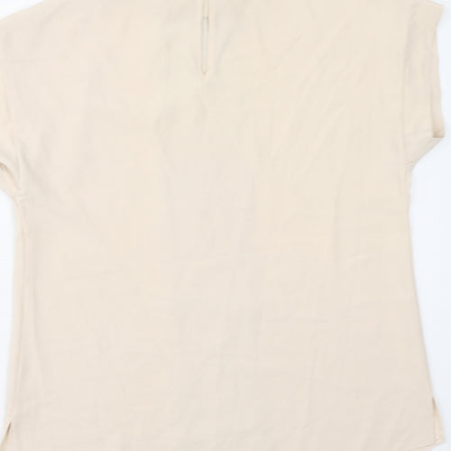 New Look Womens Beige Polyester Basic Blouse Size 8 Roll Neck - Lace Detail