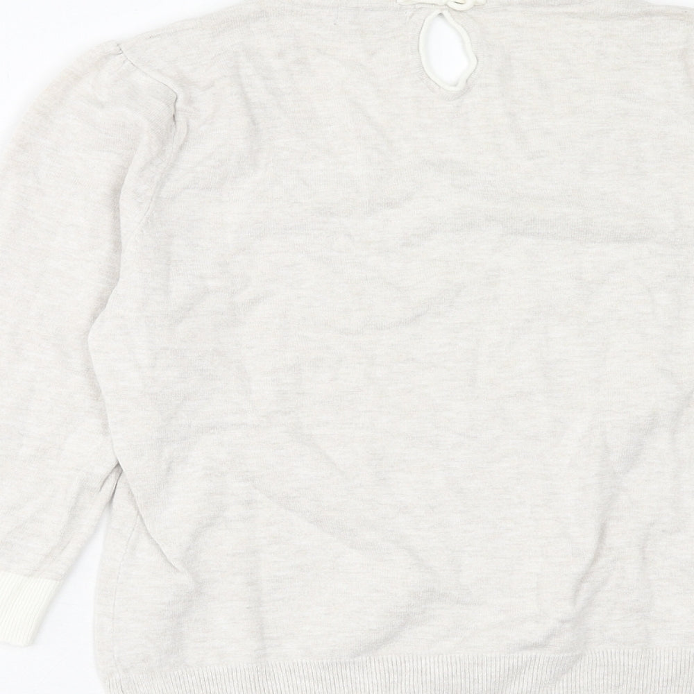 M&Co Womens Beige Round Neck Acrylic Pullover Jumper Size 12