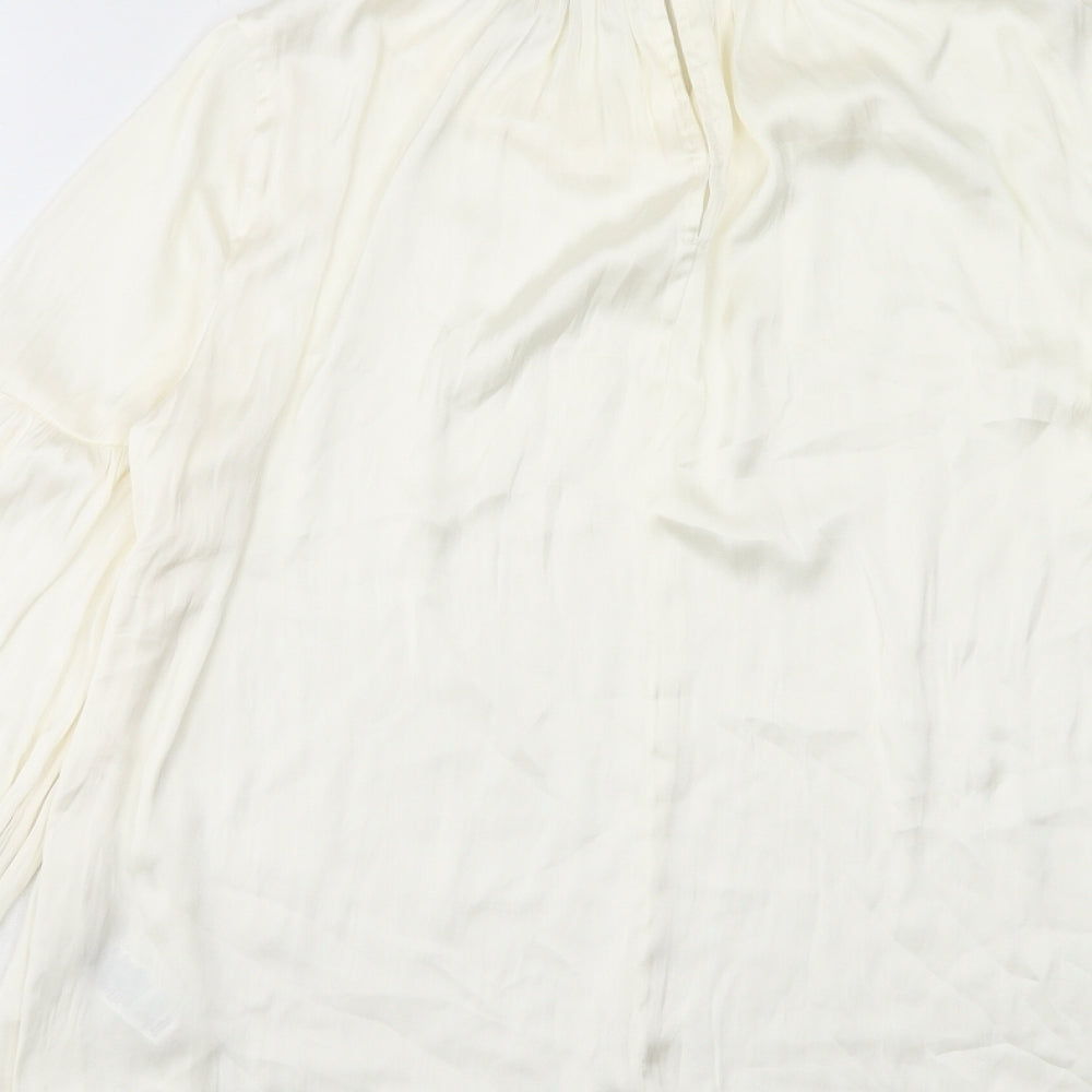 Marks and Spencer Womens Ivory Polyester Basic Blouse Size 8 Scoop Neck