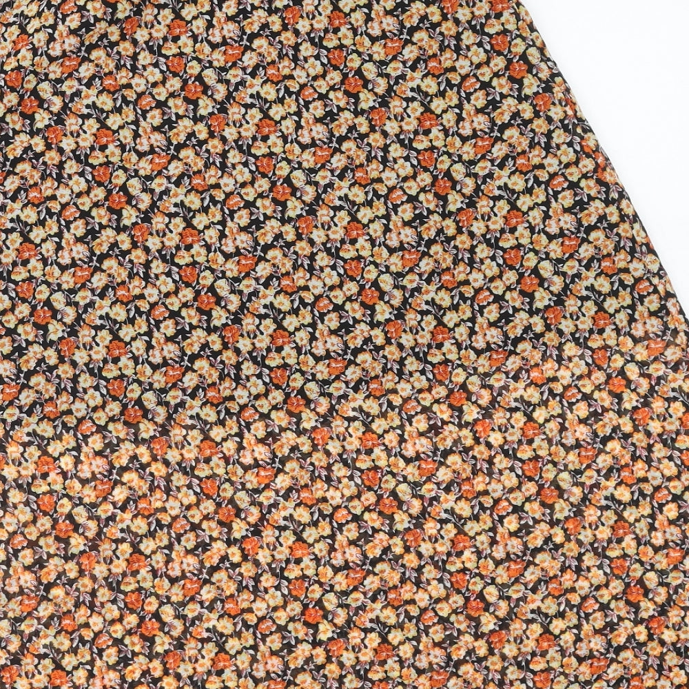Wednesday's Girl Womens Orange Floral Polyester Peasant Skirt Size S Zip
