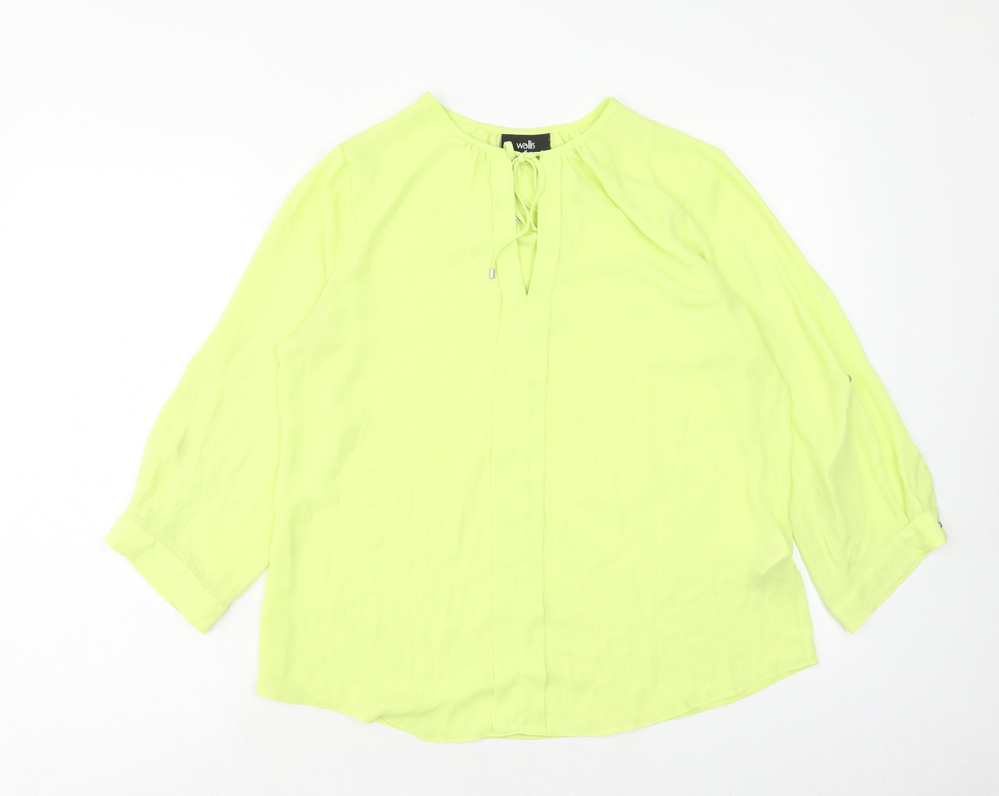 Wallis Womens Green Polyester Basic Blouse Size M Scoop Neck