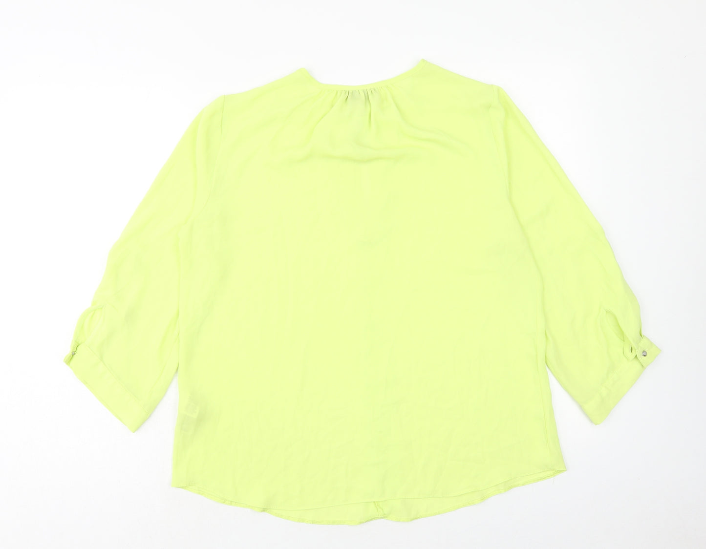 Wallis Womens Green Polyester Basic Blouse Size M Scoop Neck