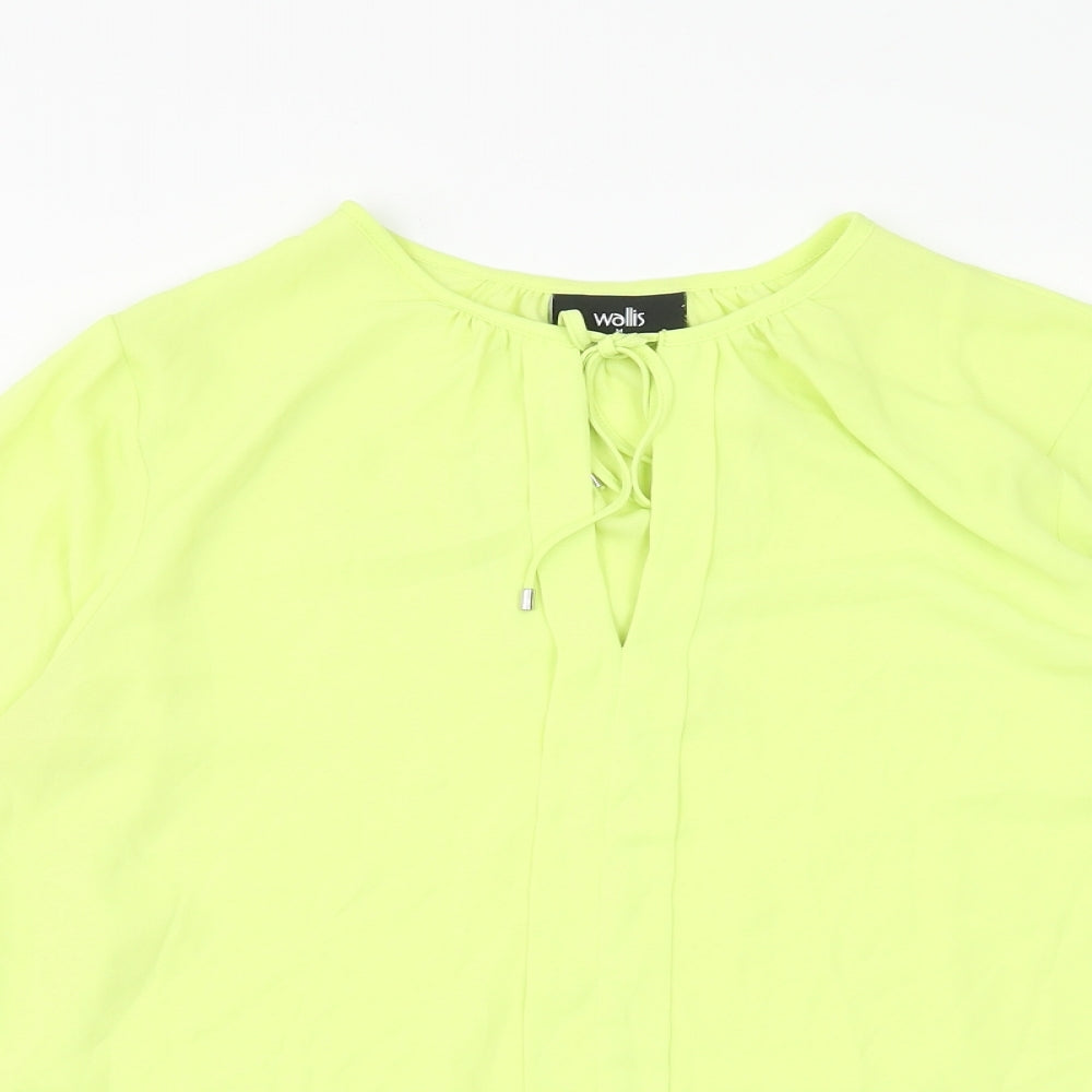Wallis Womens Green Polyester Basic Blouse Size M Scoop Neck
