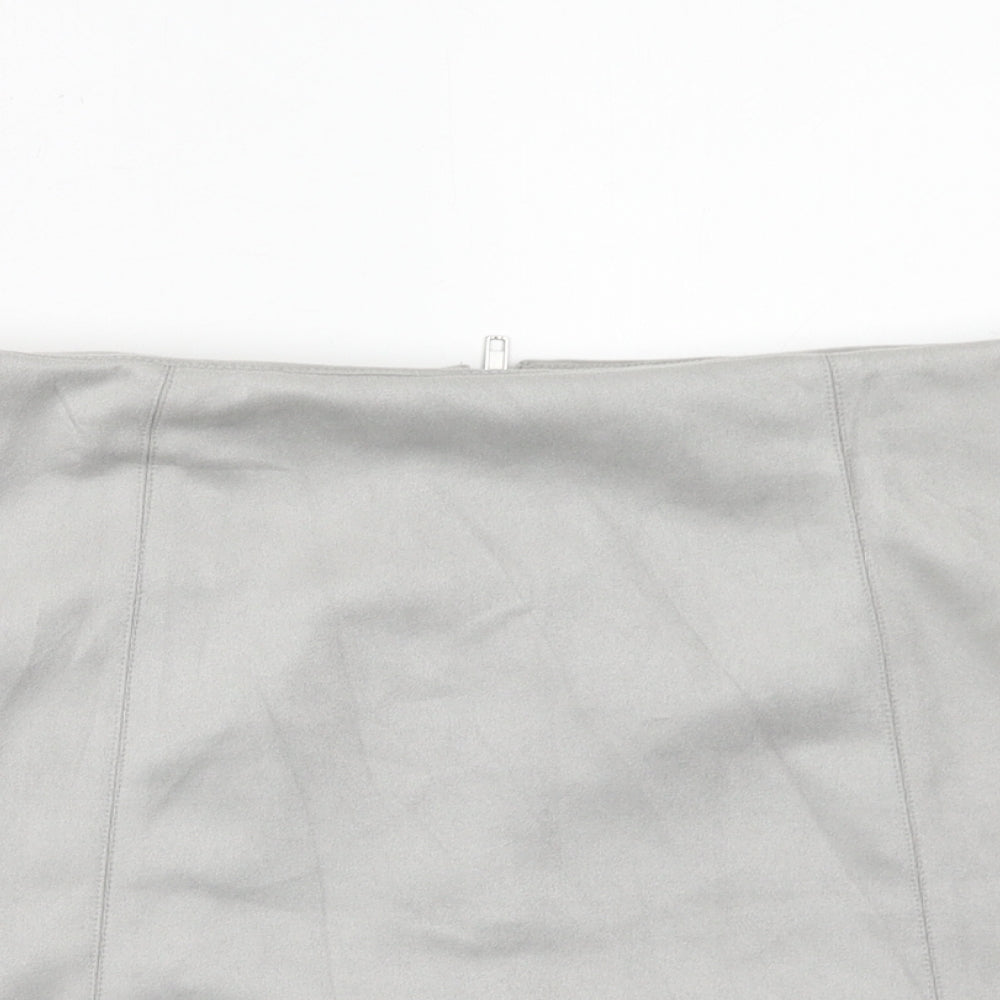 New Look Womens Grey Polyester Mini Skirt Size 12 Zip
