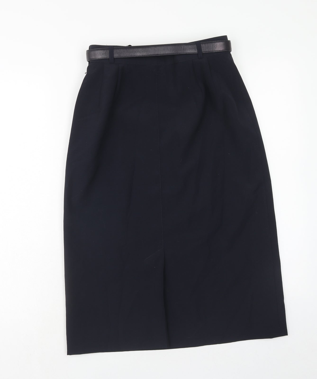 Country Casuals Womens Blue Wool Straight & Pencil Skirt Size 12 Zip - Belt Included