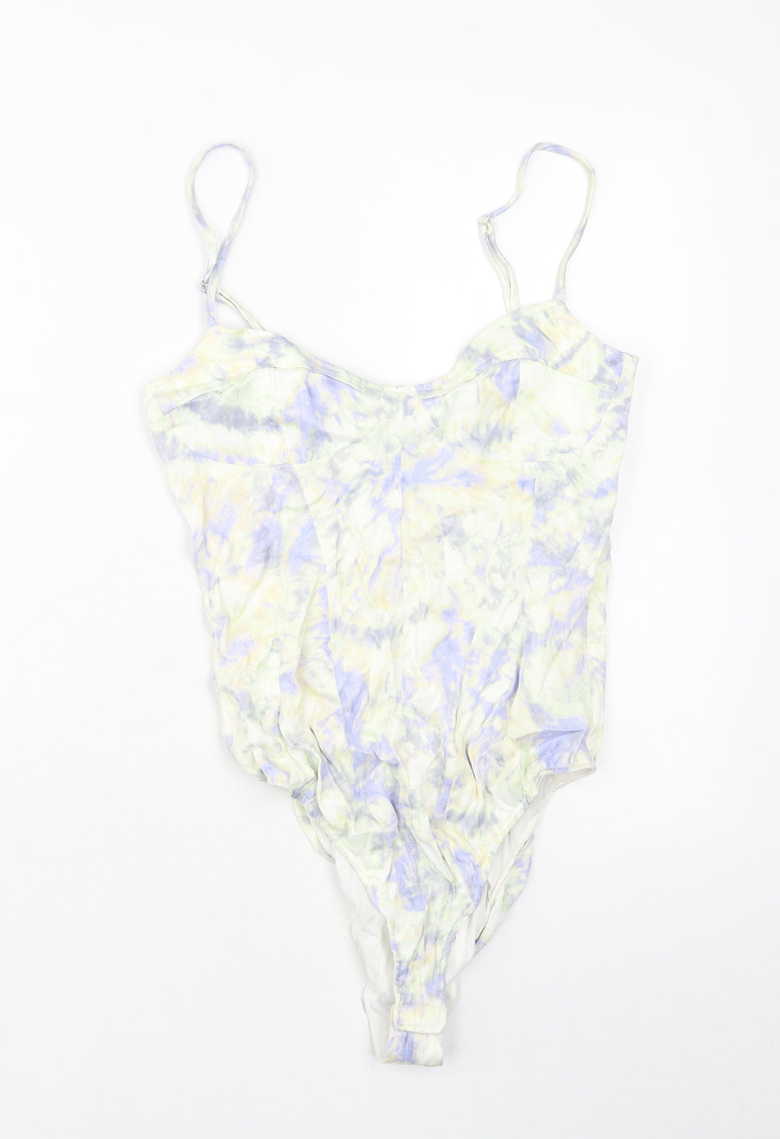 Zara Womens Multicoloured Tie Dye Polyester Bodysuit One-Piece Size M Zip