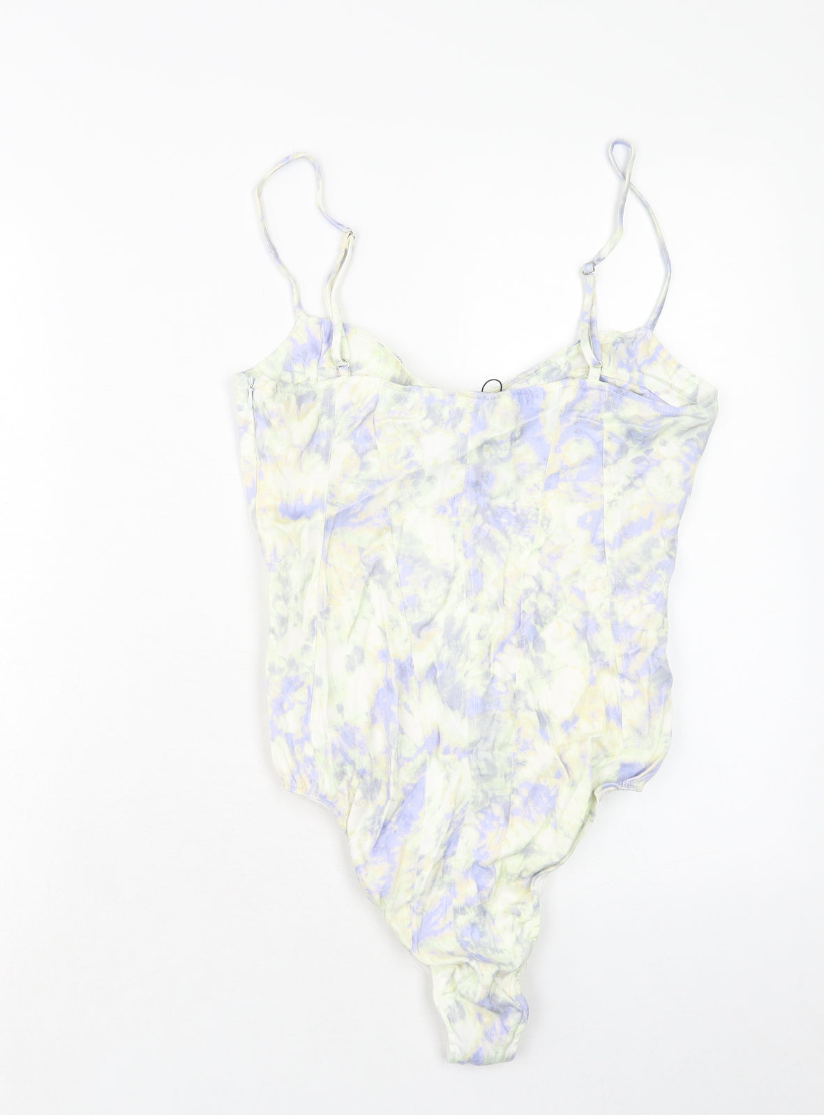 Zara Womens Multicoloured Tie Dye Polyester Bodysuit One-Piece Size M Zip