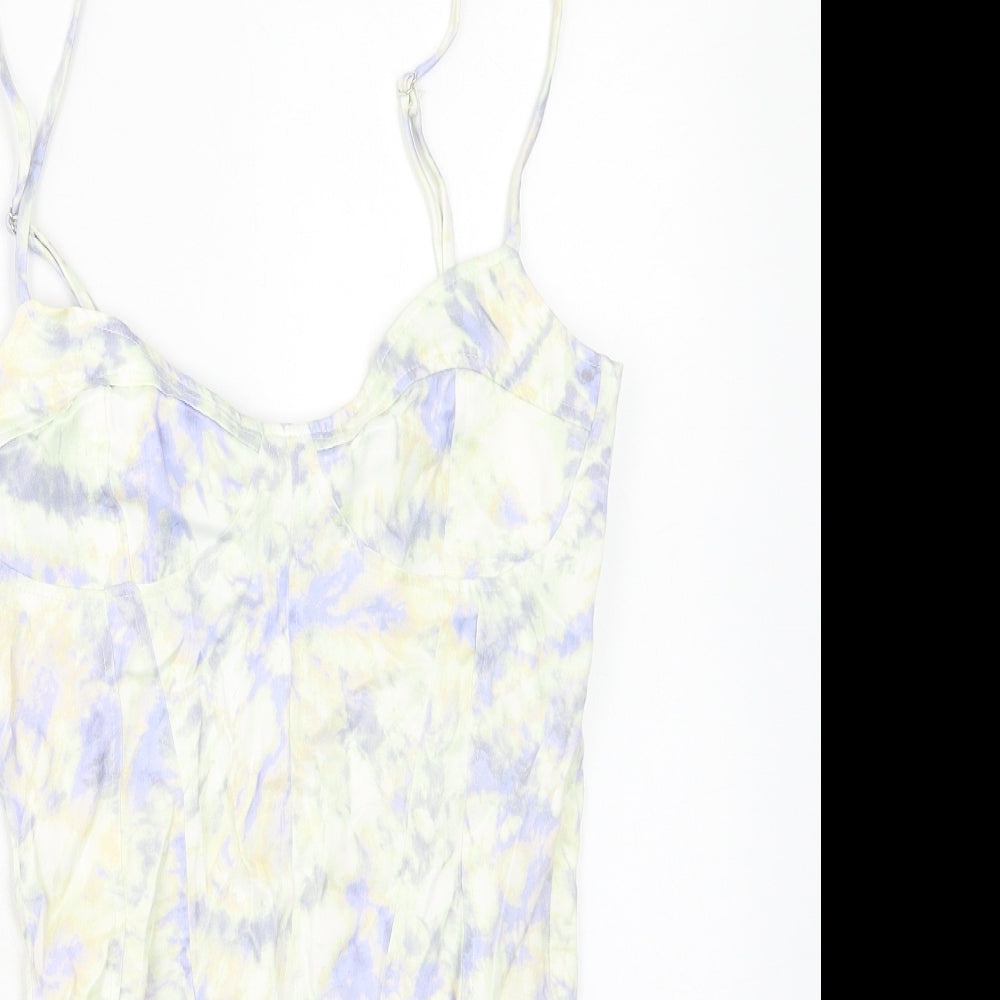 Zara Womens Multicoloured Tie Dye Polyester Bodysuit One-Piece Size M Zip