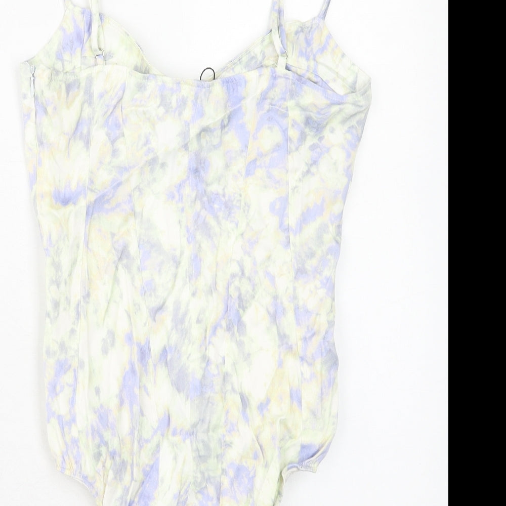 Zara Womens Multicoloured Tie Dye Polyester Bodysuit One-Piece Size M Zip