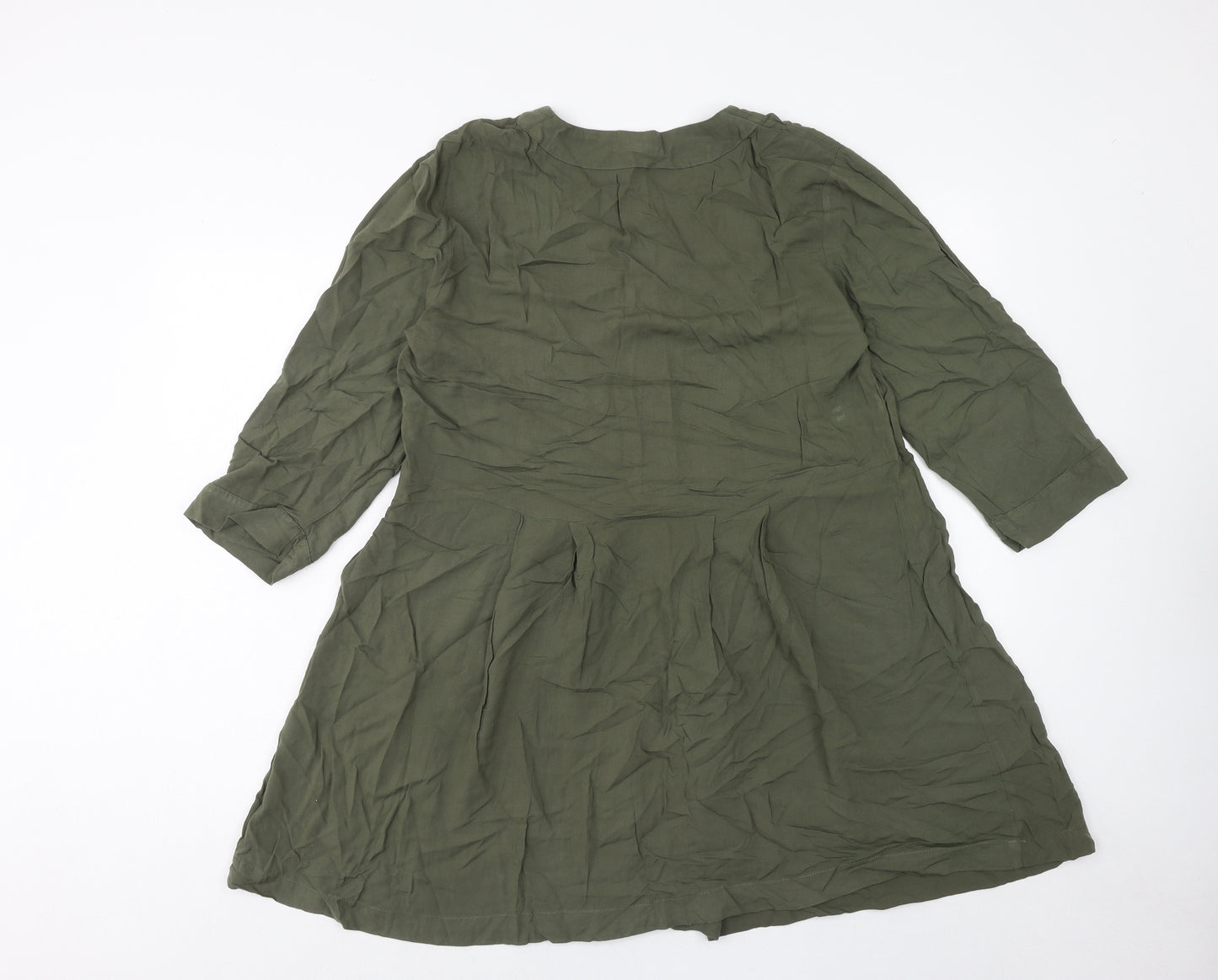 H&M Womens Green Viscose Fit & Flare Size 8 V-Neck Pullover