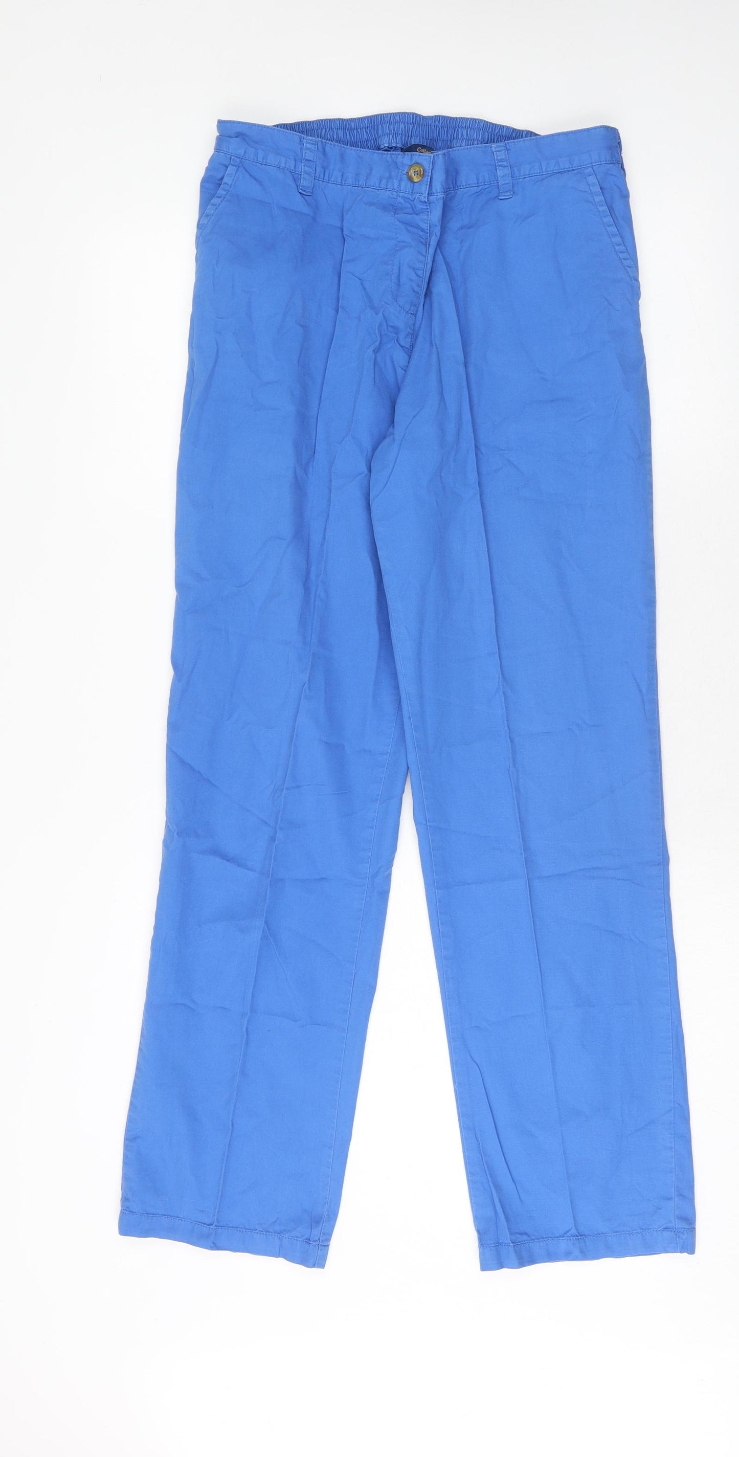 Cotton Traders Womens Blue Cotton Trousers Size 12 Regular Zip