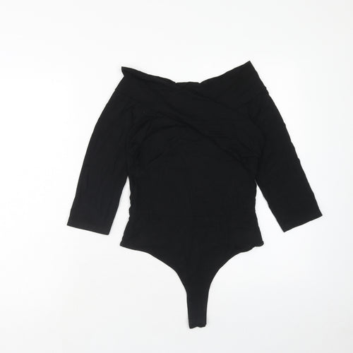 ASOS Womens Black Viscose Bodysuit One-Piece Size 8 Snap