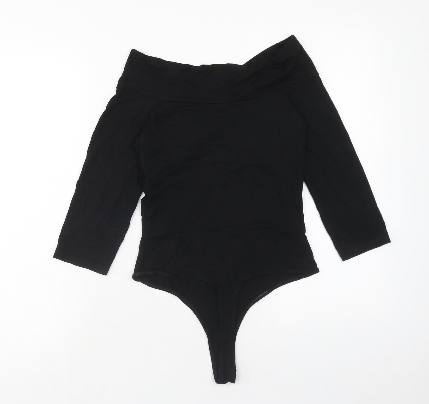 ASOS Womens Black Viscose Bodysuit One-Piece Size 8 Snap