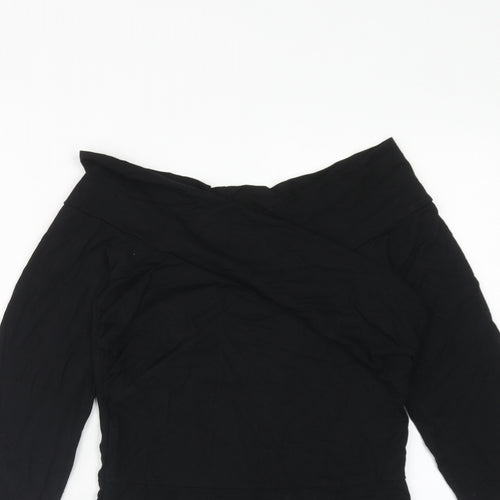 ASOS Womens Black Viscose Bodysuit One-Piece Size 8 Snap