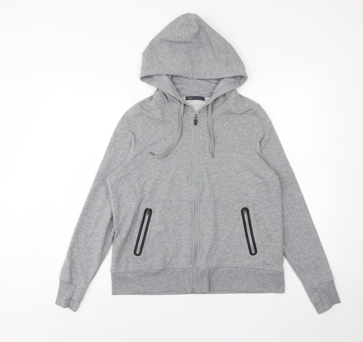 NEXT Womens Grey Cotton Full Zip Hoodie Size 16 Zip