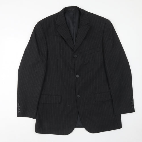 Carlo Colucci Mens Black Striped Wool Jacket Suit Jacket Size 42 Regular