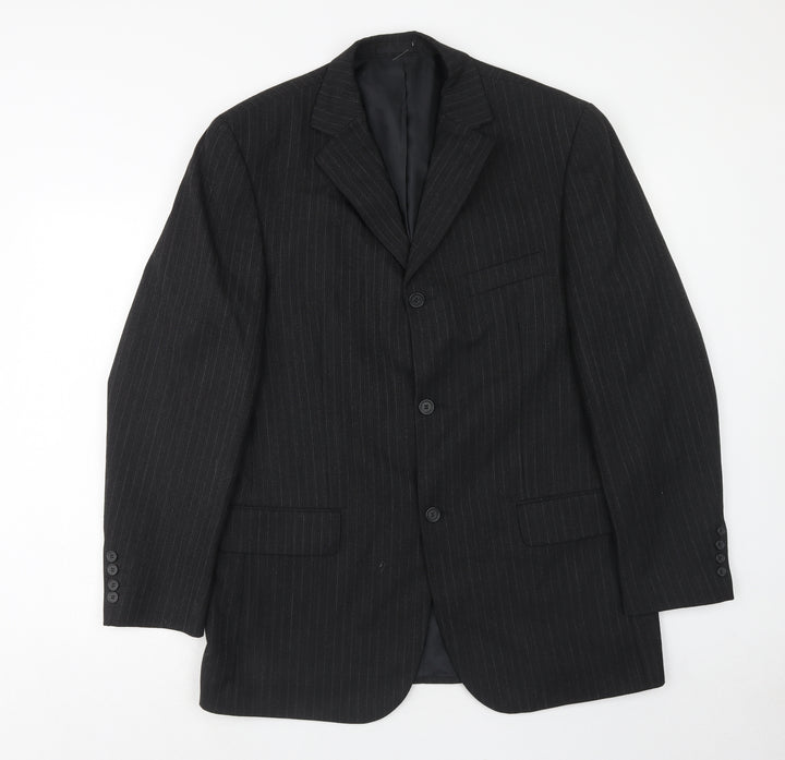 Carlo Colucci Mens Black Striped Wool Jacket Suit Jacket Size 42 Regular