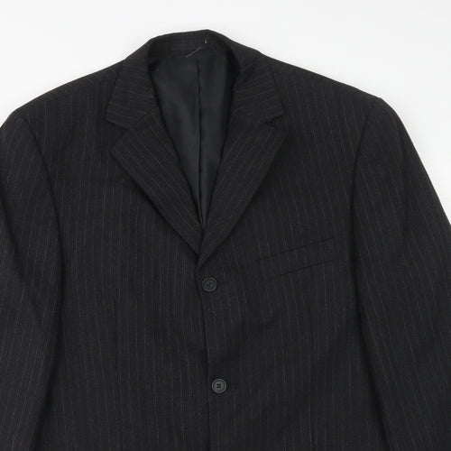 Carlo Colucci Mens Black Striped Wool Jacket Suit Jacket Size 42 Regular