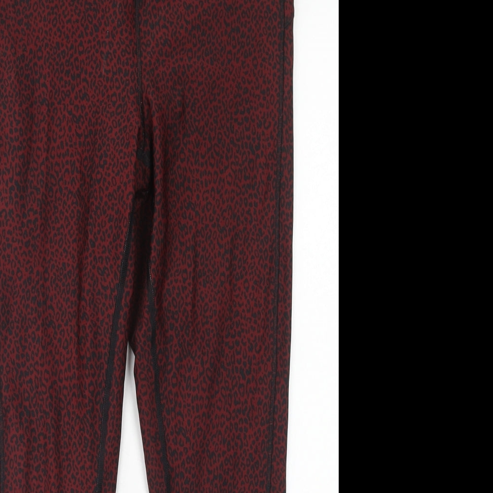 Marks and Spencer Womens Red Animal Print Polyester Compression Leggings Size 16 Regular Pullover - Leopard Print