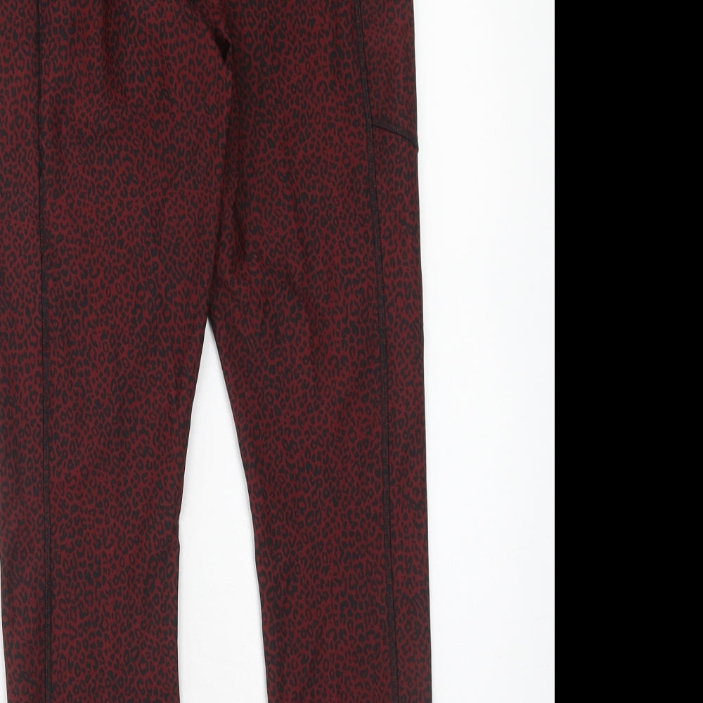 Marks and Spencer Womens Red Animal Print Polyester Compression Leggings Size 16 Regular Pullover - Leopard Print