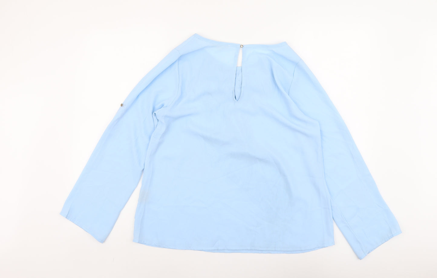 Millenium Womens Blue Polyester Basic Blouse Size M Boat Neck