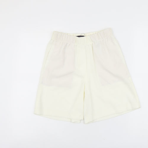 Marks and Spencer Womens Ivory Polyester Bermuda Shorts Size 6 L5 in Regular Pull On